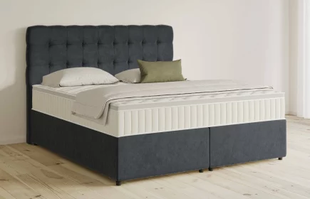 Mozart Boxspringbett Serie 5 Haydn 180x200 mit Bettkasten Samt Anthrazit H2/H3 Königliche Matratze