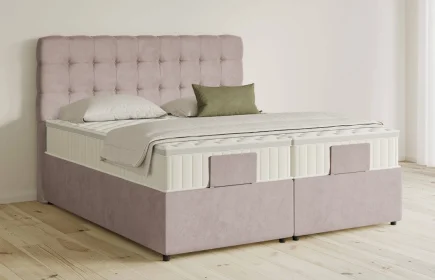 Mozart Boxspringbett Serie 5 Haydn 180x200 mit Bettkasten Samt Blossom Pink H2/H3 Königliche Matratze