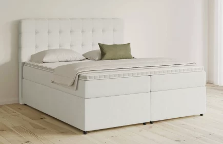 Mozart Boxspringbett Serie 5 Haydn 180x200 mit Bettkasten Samt Crèmeweiß H3/H3