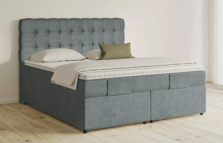 Mozart Boxspringbett Serie 5 Haydn 180x200 mit Bettkasten Samt Dusty Blues H3/H3