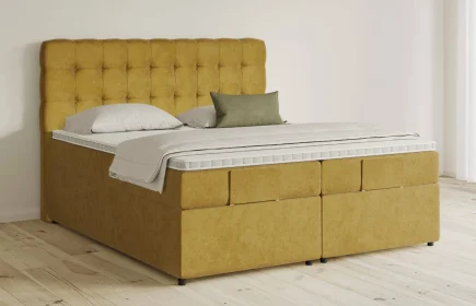 Mozart Boxspringbett Serie 5 Haydn 180x200 mit Bettkasten Samt Mustard H3/H2