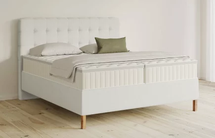 Mozart Boxspringbett Serie 5 Haydn 180x200 Samt Cremeweiß H2/H3 Königliche Matratze