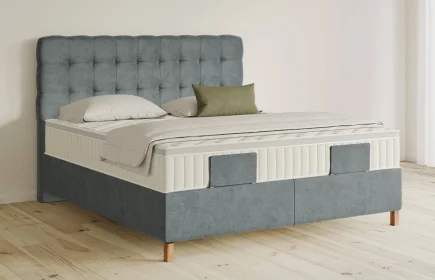 Mozart Boxspringbett Serie 5 Haydn 180x200 Samt Dusty Blues H3/H3 Königliche Matratze