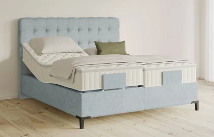 Mozart Boxspringbett Serie 5 Haydn 180x210 elektrisch Feiner Stoff Frosted Azure H3/H3 Königliche Matratze