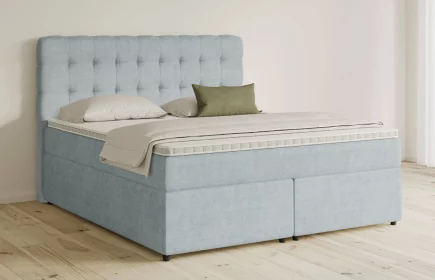 Mozart Boxspringbett Serie 5 Haydn 180x210 mit Bettkasten Feiner Stoff Pastellblau H2/H3