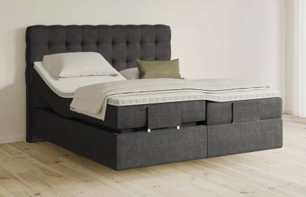Mozart Boxspringbett Serie 5 Haydn 180x220 elektrisch Feiner Stoff Carbon Grey H2/H3 schwebend