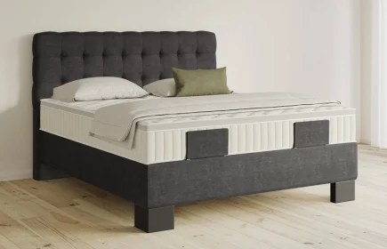 Mozart Boxspringbett Serie 5 Haydn 180x220 Feiner Stoff Carbon Grey H3/H2 Königliche Matratze