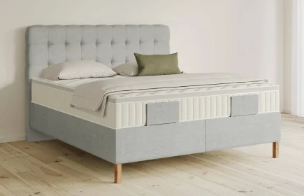 Mozart Boxspringbett Serie 5 Haydn 180x220 Feiner Stoff Lunar Mist H3/H3 Königliche Matratze