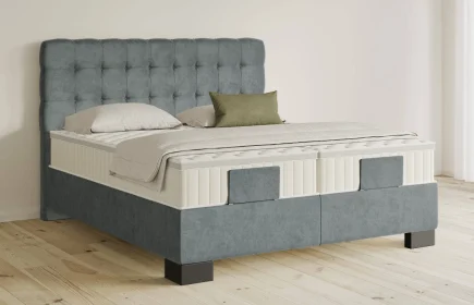 Mozart Boxspringbett Serie 5 Haydn 180x220 Samt Dusty Blues H2/H3 Königliche Matratze