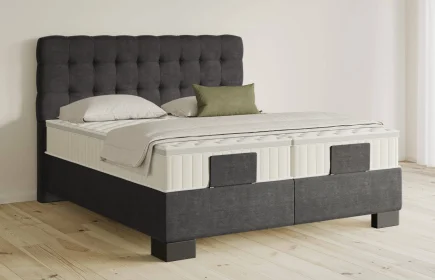 Mozart Boxspringbett Serie 5 Haydn 200x200 Feiner Stoff Carbon Grey H3/H3 Königliche Matratze