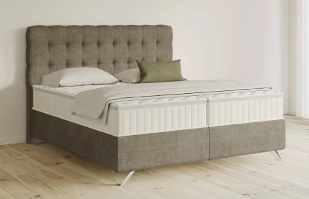 Mozart Boxspringbett Serie 5 Haydn 200x200 Feiner Stoff Taupe H2/H2 Königliche Matratze