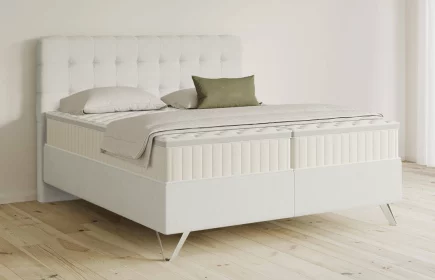 Mozart Boxspringbett Serie 5 Haydn 200x220 Samt Cremeweiß H2/H3 Königliche Matratze