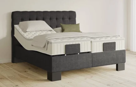 Mozart Boxspringbett Serie 5 Haydn 240x220 elektrisch Feiner Stoff Carbon Grey H3/H3 Königliche Matratze
