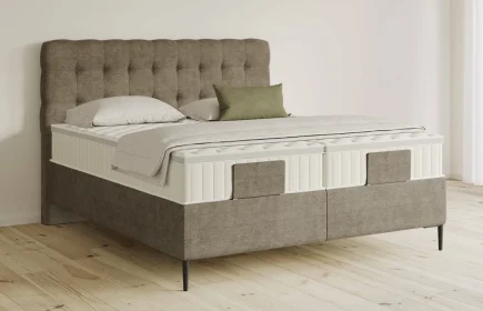 Mozart Boxspringbett Serie 5 Haydn 240x220 Feiner Stoff Dusty Taupe H2/H2 Königliche Matratze