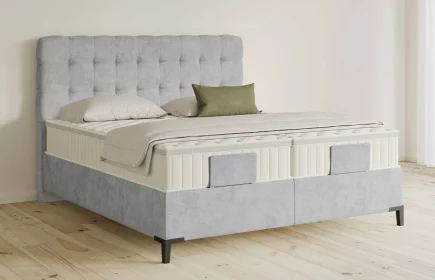 Mozart Boxspringbett Serie 5 Haydn 240x220 Samt Fog Grey H3/H3 Königliche Matratze