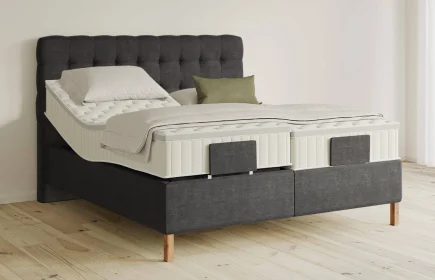 Mozart Boxspringbett Serie 5 Haydn 280x200 elektrisch Feiner Stoff Carbon Grey H2/H3 Königliche Matratze