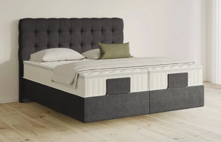 Mozart Boxspringbett Serie 5 Haydn 280x210 Feiner Stoff Carbon Grey H2/H3 schwebend Königliche Matratze