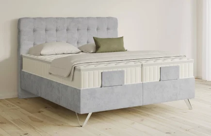 Mozart Boxspringbett Serie 5 Haydn 280x210 Samt Fog Grey H3/H3 Königliche Matratze