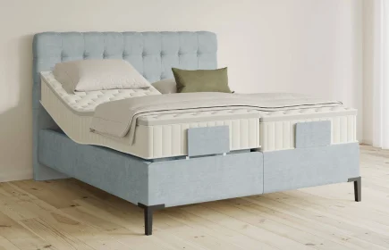 Mozart Boxspringbett Serie 5 Haydn 280x220 elektrisch Feiner Stoff Frosted Azure H2/H3 Königliche Matratze