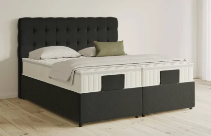 Mozart Boxspringbett Serie 5 Haydn 280x220 mit Bettkasten Samt Raven Silk H3/H3 Königliche Matratze