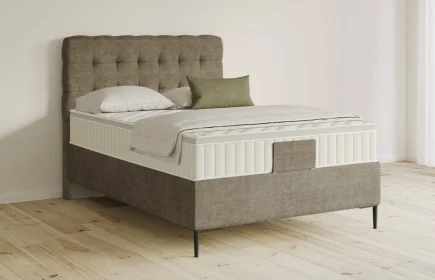 Mozart Boxspringbett Serie 5 Haydn 90x200 Feiner Stoff Dusty Taupe H4 Königliche Matratze