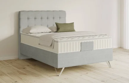 Mozart Boxspringbett Serie 5 Haydn 90x200 Feiner Stoff Lunar Mist H2 Königliche Matratze