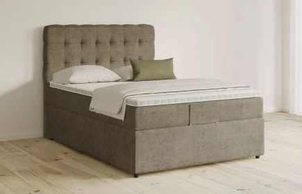 Mozart Boxspringbett Serie 5 Haydn 90x200 mit Bettkasten Feiner Stoff Dusty Taupe H4