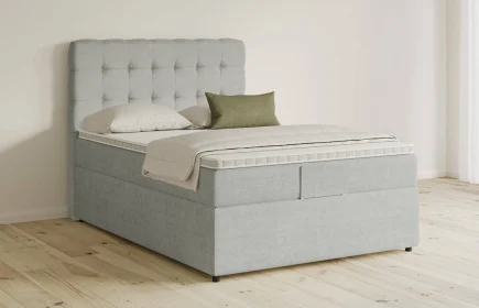 Mozart Boxspringbett Serie 5 Haydn 90x200 mit Bettkasten Feiner Stoff Lunar Mist H2
