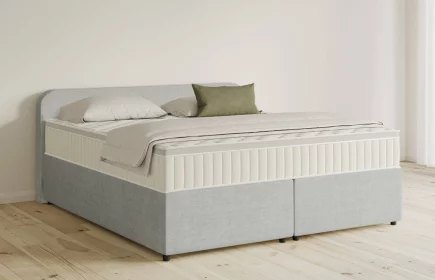 Mozart Boxspringbett Serie 5 Salieri 160x200 mit Bettkasten Feiner Stoff Silbergrau H4/H2 Königliche Matratze