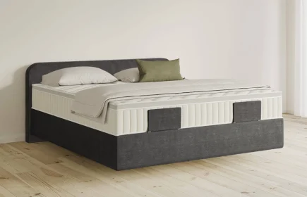 Mozart Boxspringbett Serie 5 Salieri 160x220 Feiner Stoff Carbon Grey H3/H3 schwebend Königliche Matratze