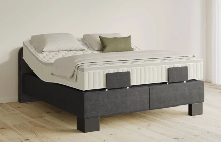 Mozart Boxspringbett Serie 5 Salieri 180x200 elektrisch Feiner Stoff Carbon Grey H3/H2 Königliche Matratze