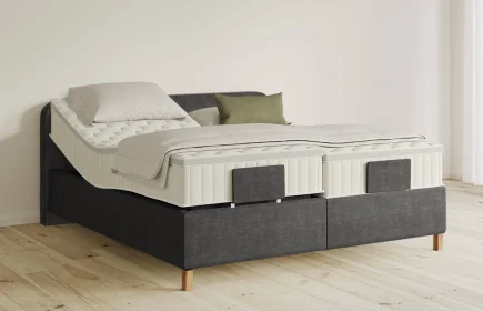 Mozart Boxspringbett Serie 5 Salieri 180x200 elektrisch Feiner Stoff Carbon Grey H4/H3 Königliche Matratze