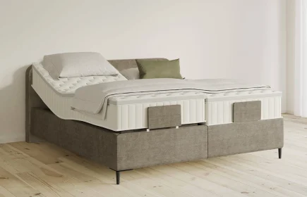 Mozart Boxspringbett Serie 5 Salieri 180x200 elektrisch Feiner Stoff Dusty Taupe H3/H3 Königliche Matratze