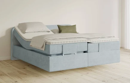 Mozart Boxspringbett Serie 5 Salieri 180x200 elektrisch Feiner Stoff Frosted Azure H3/H4 schwebend