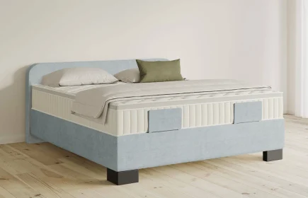 Mozart Boxspringbett Serie 5 Salieri 180x200 Feiner Stoff Frosted Azure H3/H2 Königliche Matratze