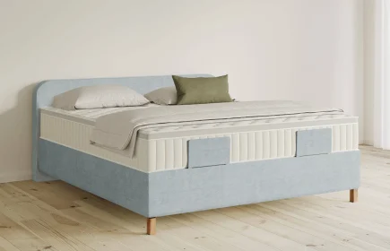 Mozart Boxspringbett Serie 5 Salieri 180x200 Feiner Stoff Frosted Azure H3/H3 Königliche Matratze