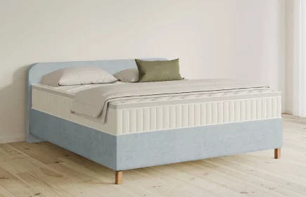 Mozart Boxspringbett Serie 5 Salieri 180x200 Feiner Stoff Pastellblau H3/H3 Königliche Matratze