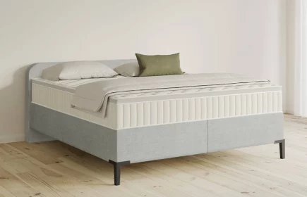 Mozart Boxspringbett Serie 5 Salieri 180x200 Feiner Stoff Silbergrau H3/H3 Königliche Matratze