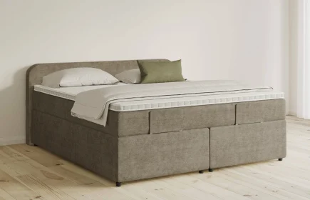 Mozart Boxspringbett Serie 5 Salieri 180x200 mit Bettkasten Feiner Stoff Dusty Taupe H3/H3