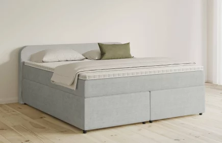 Mozart Boxspringbett Serie 5 Salieri 180x200 mit Bettkasten Feiner Stoff Silbergrau H3/H3