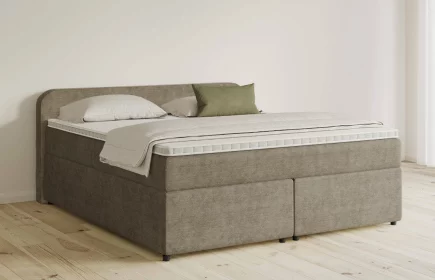 Mozart Boxspringbett Serie 5 Salieri 180x200 mit Bettkasten Feiner Stoff Taupe H3/H3