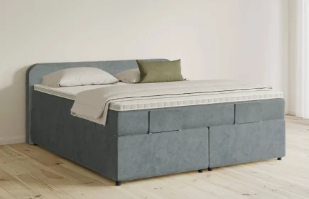 Mozart Boxspringbett Serie 5 Salieri 180x200 mit Bettkasten Samt Dusty Blues H2/H3