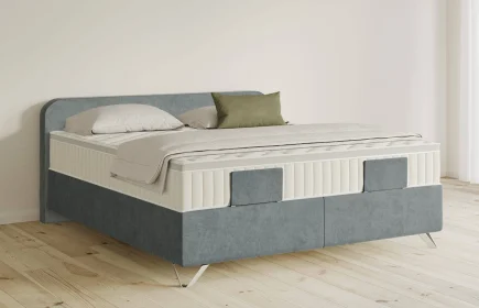 Mozart Boxspringbett Serie 5 Salieri 180x200 Samt Dusty Blues H3/H3 Königliche Matratze