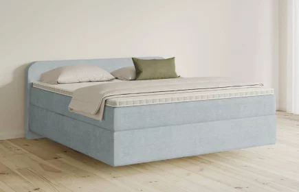 Mozart Boxspringbett Serie 5 Salieri 180x210 Feiner Stoff Pastellblau H2/H3 schwebend