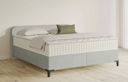 Mozart Boxspringbett Serie 5 Salieri 180x220 Feiner Stoff Silbergrau H3/H3 Königliche Matratze