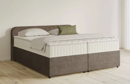 Mozart Boxspringbett Serie 5 Salieri 180x220 mit Bettkasten Feiner Stoff Braun H3/H3 Königliche Matratze