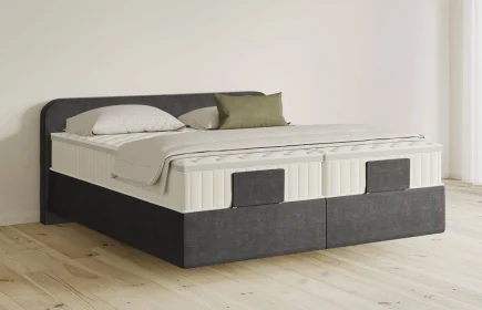 Mozart Boxspringbett Serie 5 Salieri 240x200 Feiner Stoff Carbon Grey H3/H3 schwebend Königliche Matratze