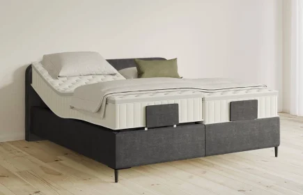 Mozart Boxspringbett Serie 5 Salieri 280x200 elektrisch Feiner Stoff Carbon Grey H2/H3 Königliche Matratze