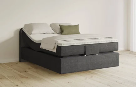 Mozart Boxspringbett Serie 5 Salieri 90x220 elektrisch Feiner Stoff Carbon Grey H3 schwebend