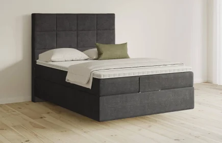 Mozart Boxspringbett Serie 5 Schubert 140x200 Feiner Stoff Carbon Grey H3 schwebend
